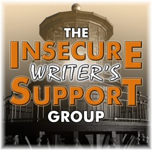 The Insecure Writer's Support Group in orange and white text over a sepia-tone image of a lighthouse